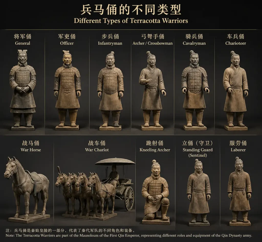 Different types of Terracotta Army