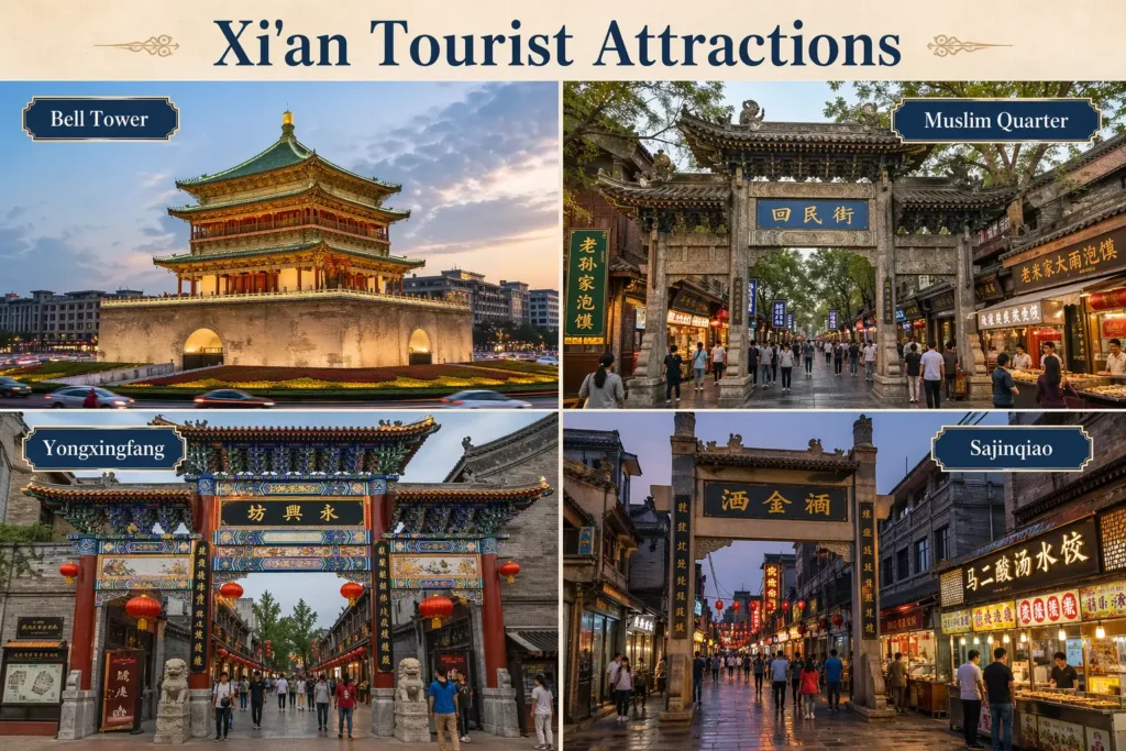 what to do in xi'an : Bell Tower, Muslim Quarter, Yongxing Lane